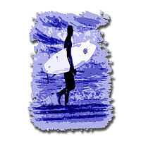Buy canvas prints of Surfer Silhouette in Blue by graham young