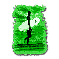 Buy canvas prints of Surfer Silhouette in Green by graham young