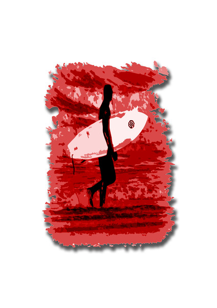 Surfer Silhouette in Red Picture Board by graham young