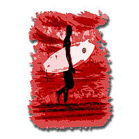 Buy canvas prints of Surfer Silhouette in Red by graham young