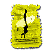 Buy canvas prints of Surfer Silhouette in yellow by graham young