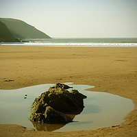 Buy canvas prints of Rock Pool on Putsborough Beach by graham young