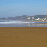 Buy canvas prints of Woolacombe Beach Panoramic by graham young
