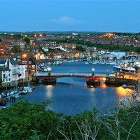 Buy canvas prints of The Swing Bridge, Whitby at Dusk by graham young