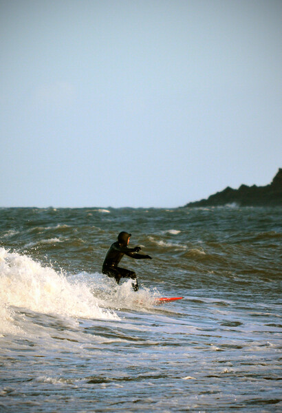 Surfing at Lynmouth Picture Board by graham young