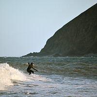 Buy canvas prints of Surfer at  Lynmouth by graham young