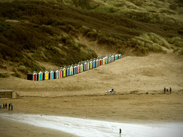 Colourful Beach huts on Saunton Sands  Picture Board by graham young