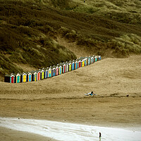 Buy canvas prints of Colourful Beach huts on Saunton Sands  by graham young