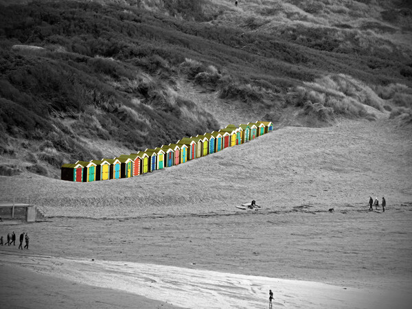 Vibrant Beach Huts at Saunton Sands Picture Board by graham young