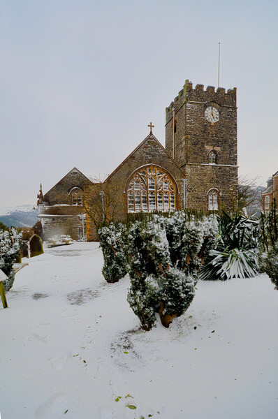A Winter Wonderland at St Marys Church Lynton Picture Board by graham young