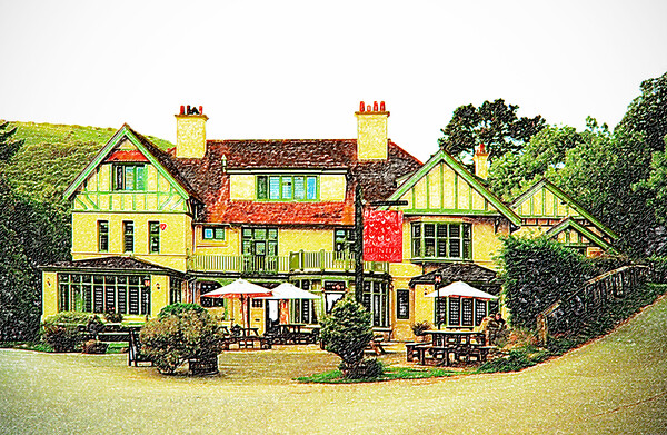 The Hunters Inn (coloured drawing effect) Picture Board by graham young