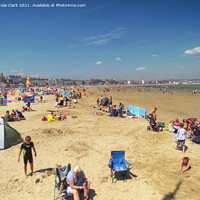 Buy canvas prints of Blissful Escape to Weymouth Beach by Nicola Clark