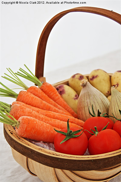 Basket Of Veg Picture Board by Nicola Clark