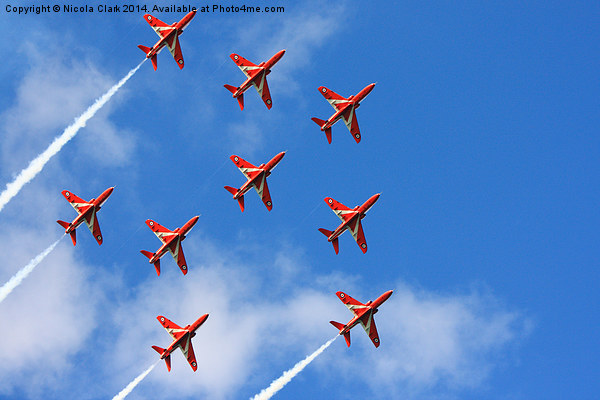 Red Arrows Feather Formation Picture Board by Nicola Clark