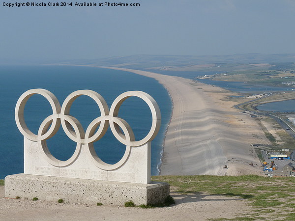 Chesil Beach and Olympic Rings Picture Board by Nicola Clark