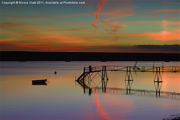 Sunset Over The Fleet Dorset Picture Board by Nicola Clark