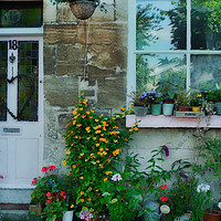 Buy canvas prints of Colourful Stone Cottage by Nicola Clark