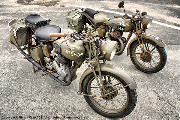 British WWII Motorcycles Picture Board by Nicola Clark