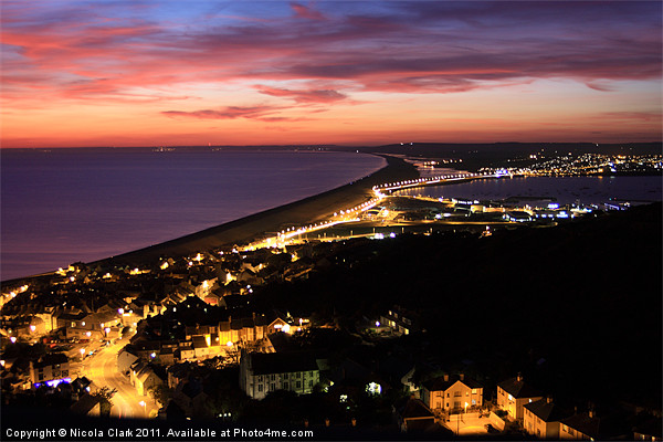 Night View Over Chesil Beach Picture Board by Nicola Clark