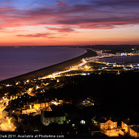 Buy canvas prints of Night View Over Chesil Beach by Nicola Clark