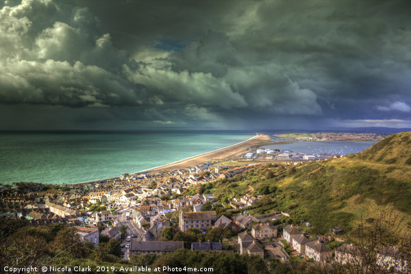 Storm Clouds Over Chesil Beach Picture Board by Nicola Clark