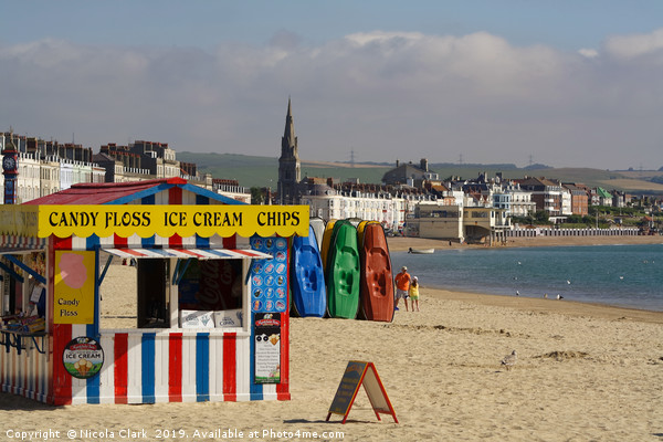 Ice Cream Kiosk Weymouth Beach Picture Board by Nicola Clark