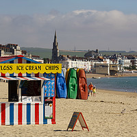 Buy canvas prints of Ice Cream Kiosk Weymouth Beach by Nicola Clark