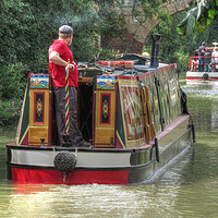 Buy canvas prints of Colourful Roses and Castles Narrowboat by Nicola Clark