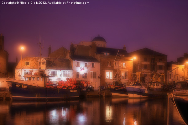 Weymouth Harbour at Night Picture Board by Nicola Clark