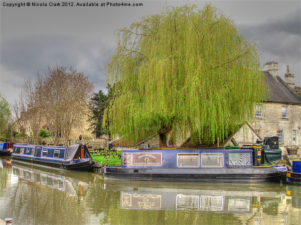 Narrowboats Along the Kennet and Avon Canal Picture Board by Nicola Clark