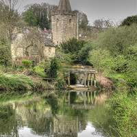 Buy canvas prints of Boathouse River and Church by Nicola Clark