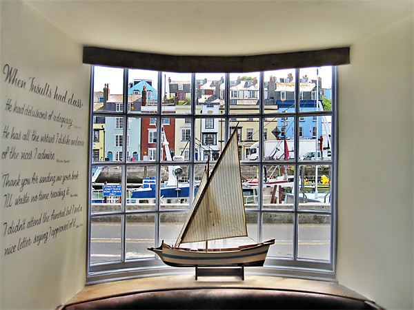 Model Yacht In A Window Picture Board by Nicola Clark