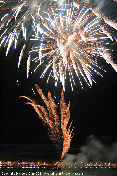 Fireworks over Weymouth Bay Picture Board by Nicola Clark
