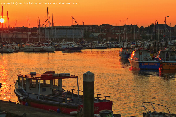 Majestic Sunset by the Marina Picture Board by Nicola Clark