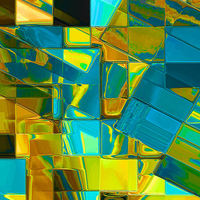 Buy canvas prints of Mosaic Abstract (Blue and Gold) by Nicola Hawkes