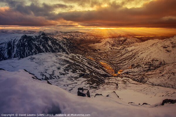 Great Langdale Valley Winter Sunrise Picture Board by David Lewins (LRPS)
