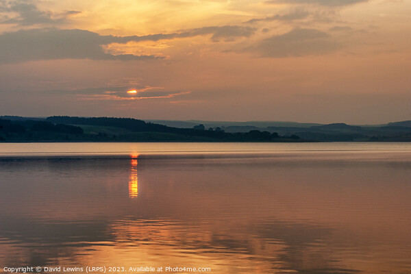 A sunset over Derwent Reservoir in Northumberland Picture Board by David Lewins (LRPS)