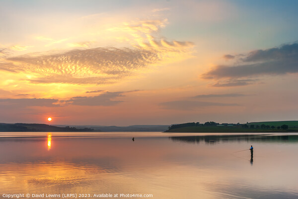 Golden Sunset, Derwent Reservoir Northumberland Picture Board by David Lewins (LRPS)