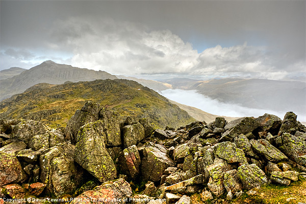 Crinkle Crags & Bow Fell - Cumbria Picture Board by David Lewins (LRPS)