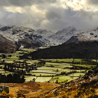 Buy canvas prints of   Borrowdale Valley in Winter by David Lewins (LRPS)