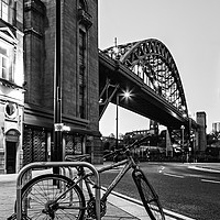 Buy canvas prints of Tyne Bridge and Bicycle by David Lewins (LRPS)