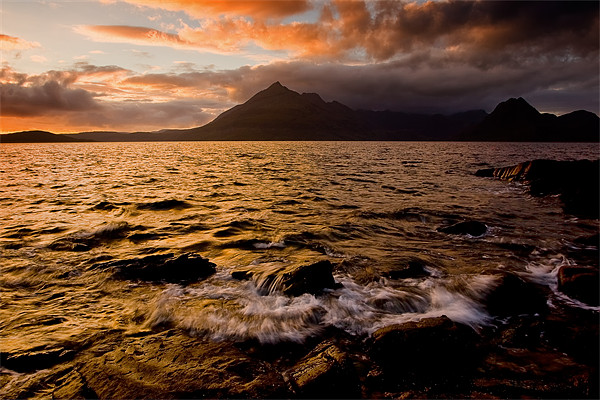 Sunset over the Black Cuillin Hills, Isle of Skye Picture Board by David Lewins (LRPS)