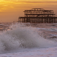 Buy canvas prints of Brighton West Pier at Sunset by Dave Turner