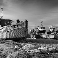 Buy canvas prints of Hastings Fishing Boats by Dave Turner