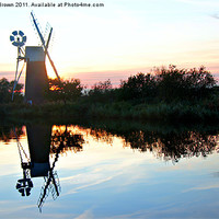 Buy canvas prints of Sunset over Turf Fen Windmill by Sheryl Brown