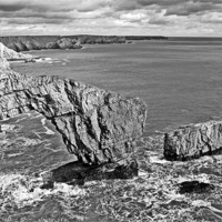 Buy canvas prints of The Green Bridge of Wales.B+W. by paulette hurley
