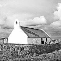 Buy canvas prints of Mwnt Chapel.Black+White.Cardigan. by paulette hurley