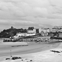 Buy canvas prints of Tenby Harbour. Low Tide. by paulette hurley