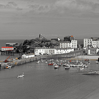 Buy canvas prints of Tenby. B+W with Colour. by paulette hurley