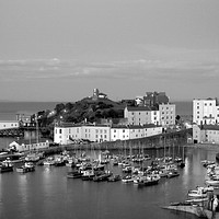 Buy canvas prints of Tenby Harbour. Pembrokeshire. Wales.B+W. by paulette hurley